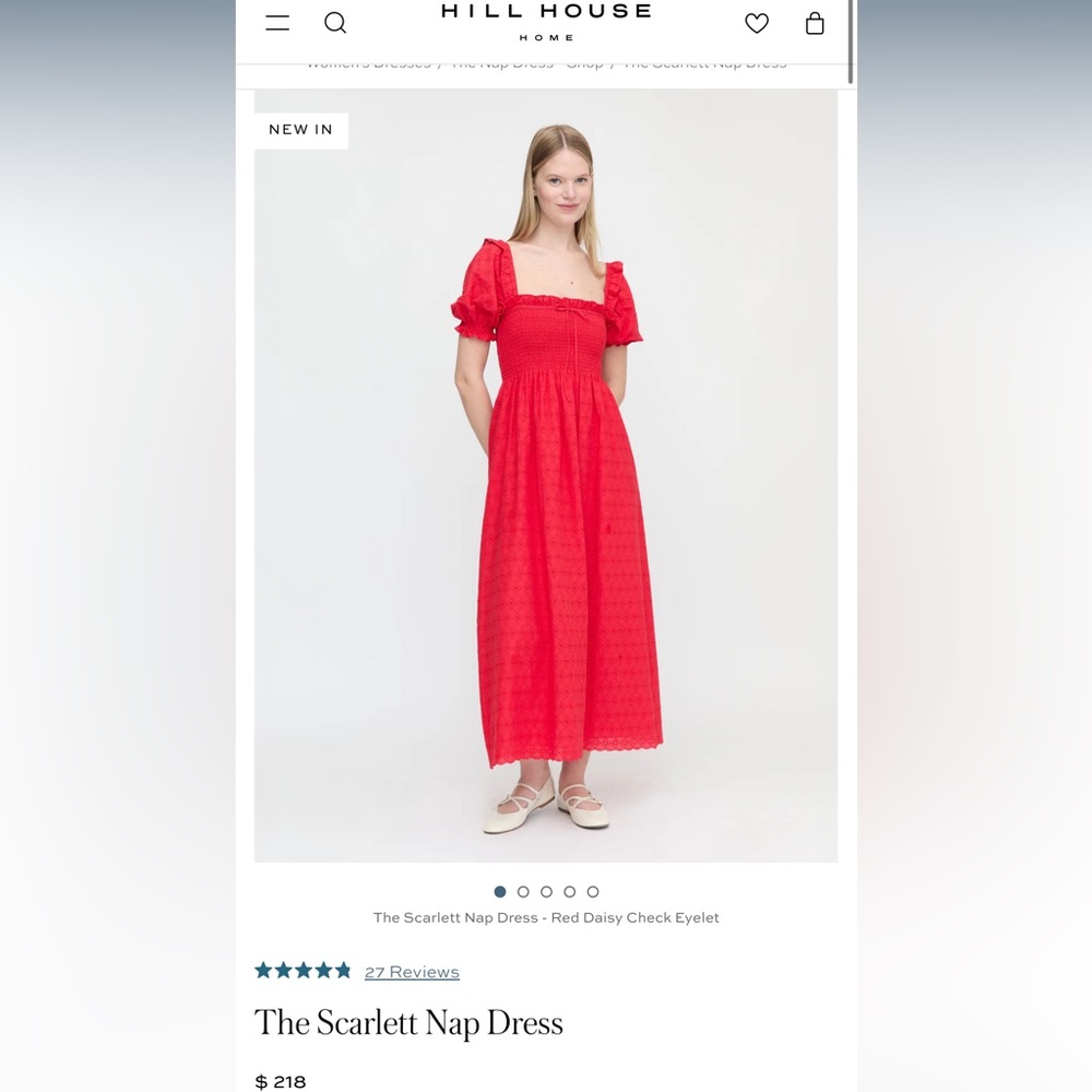 The Scarlett Nap Dress - Red Daisy Check Eyelet